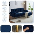 thumbnail image 2 of Harper & Bright Designs L-Shaped Sectional Sofa Set with Chaise and Lounger, 3-Seat Couch with Gold Metal, Velvet Upholstered Sectional Sofe for Living Room, Blue, 2 of 15