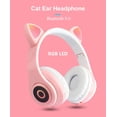 thumbnail image 4 of ZJWD Lindos Auriculares inalámbricos con Orejas de Gato, Bluetooth 5.0, Auriculares supraaurales con luz LED de 7 Colores, Control de Volumen Plegable para teléfonos Inteligentes, tabletas, computadoras Zhivalor Audífonos True Wireless, 4 of 8