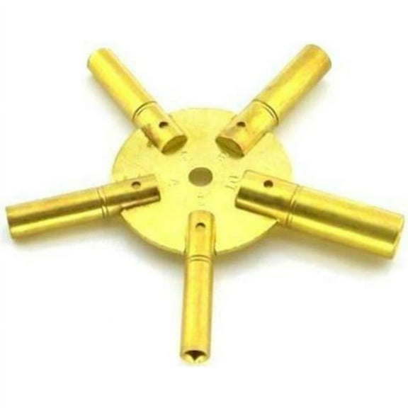 Five Sided Brass Clock Key Mainspring Winding Tool Sizes 2 4 6 8 10, 2 Pcs