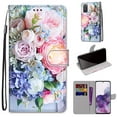 thumbnail image 2 of For Samsung Galaxy S20 Plus Case, Mantto Magnetic PU Leather Phone Case With Hand Rope Strap Cute Pattern Painted Flip Credit/ ID Card Wallet Slots Stand, Bouquet, 2 of 8