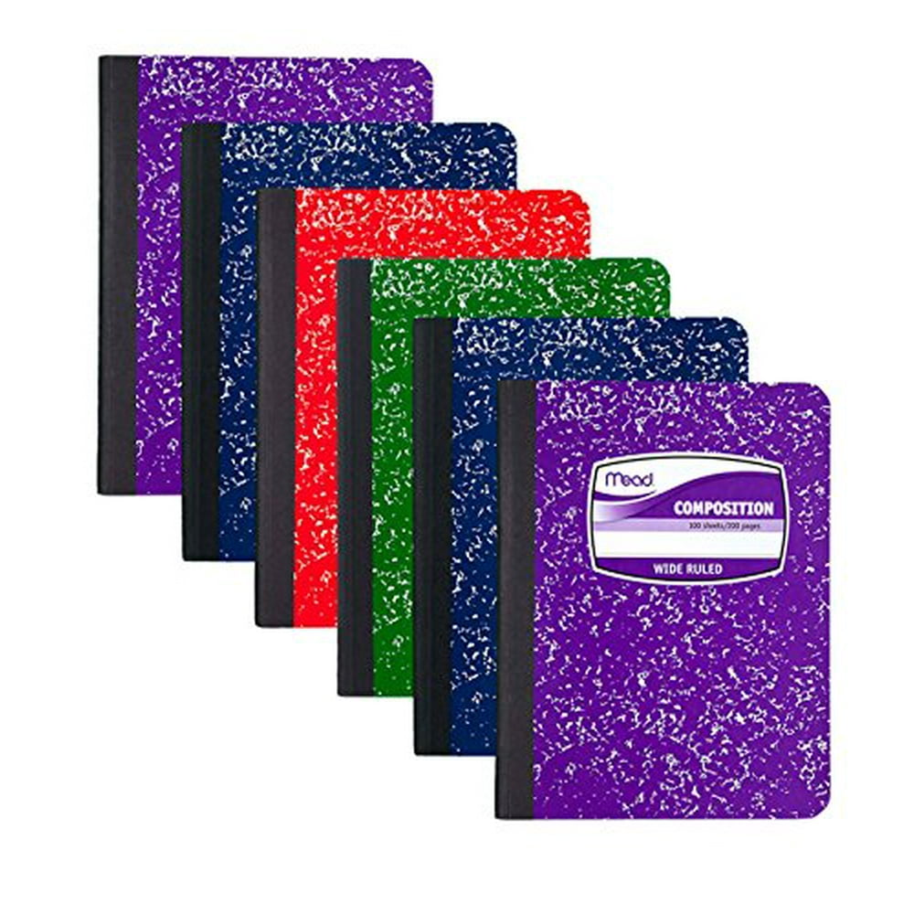 Mead Composition Book Wide Ruled, 100 sheets, COLOR MAY VARY, 6 Pack