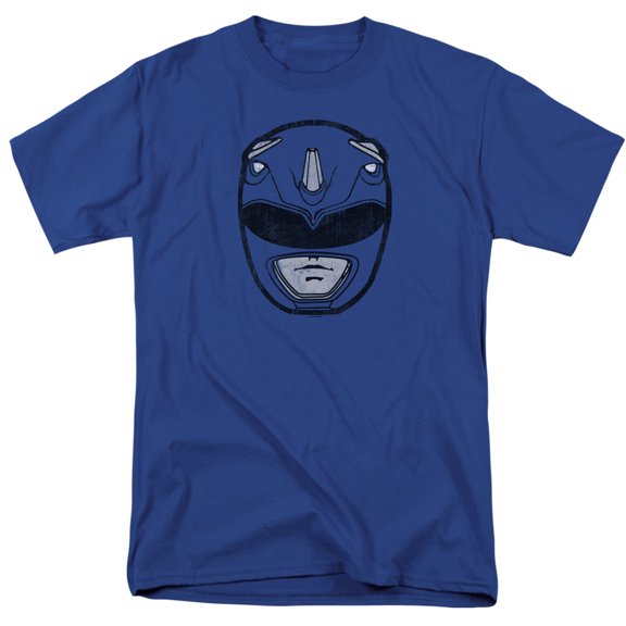 Power Rangers Blue Ranger Mask Adult 18/1 T-Shirt Royal Blue
