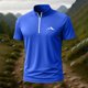 thumbnail image 1 of Blusa y camisa de manga corta con cuello alto para hombre, de verano, de color liso, ajustada, deportiva, con cremallera, de manga corta, con cuello alto., 1 of 5