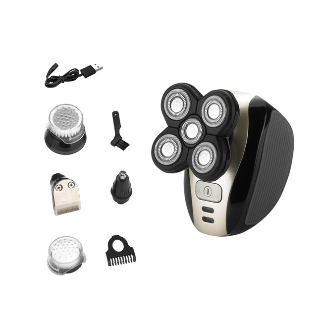 Minnieouse Afeitadora eléctrica 5 en 1 4D para hombres, afeitadoras eléctricas recargables para cabeza calva, 5 cabezas flotantes, maquinilla de afeitar Juegos de afeitado