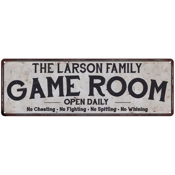 THE LARSON FAMILY Game Room Country Metal 8x24 Sign 108240042425