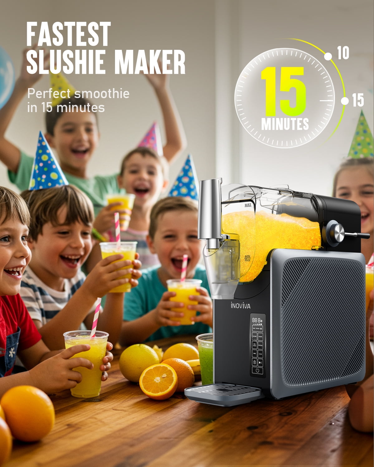Slushie Machine, No Ice Needed, INOVIVA 68 oz Frozen Drink Maker for Home with Self-Cleaning, 5 Preset Programs, Frozen Margaritas, Frapps, Milkshake, and More