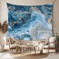 thumbnail image 2 of Blue Gold Marble Large Tapestry for Bedroom Wall Hanging Tapestry, Modern Abstract Geometric Gradient Ceiling Backdrop Tapestries Poster Blanket Wall Decor for Teens Room Living Room Dorm 100" x 59", 2 of 8