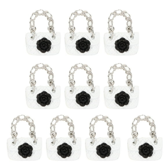 10pcs Miniature Bag Lifelike Exquisite Decorative Mini Metal Bag for 1/12 1/6 Scaled Dollhouse DIY Craft White
