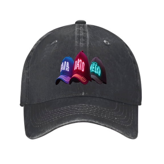 Vintage Cotton Washed Distressed Baseball Cap - Unique Black Hat with Colorful " RMA " " 0410 " " " - Stylish Golf Dad Hat for Men & Women