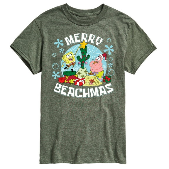 SpongeBob SquarePants - Merry Beachmas Patrick and Spongebob - Men's Short Sleeve Graphic T-Shirt