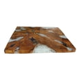 thumbnail image 4 of Benjara 32 Inch Tabletop Platform, Square, Resin, Teak Wood, Brown and White Finish, 4 of 6