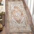 thumbnail image 1 of HAHDAXIA Boho Rug Runner - 2x4 Area Rug Non-Slip Low-Pile Washble Kitchen Rugs Small Throw Laundry Rug Bath Mat Runner, Oriental Accent Print Carpet Runners for Hallway Bedroom Entryway, 1 of 7