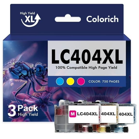 LC404 LC404XL MFC-J1205DW Ink Cartridges for Brother Printer 404XL LC 404 High Yields for MFCJ1205W MFC J1205W XL MFC-J1215W (3 Pack, Cyan Magenta Yellow)