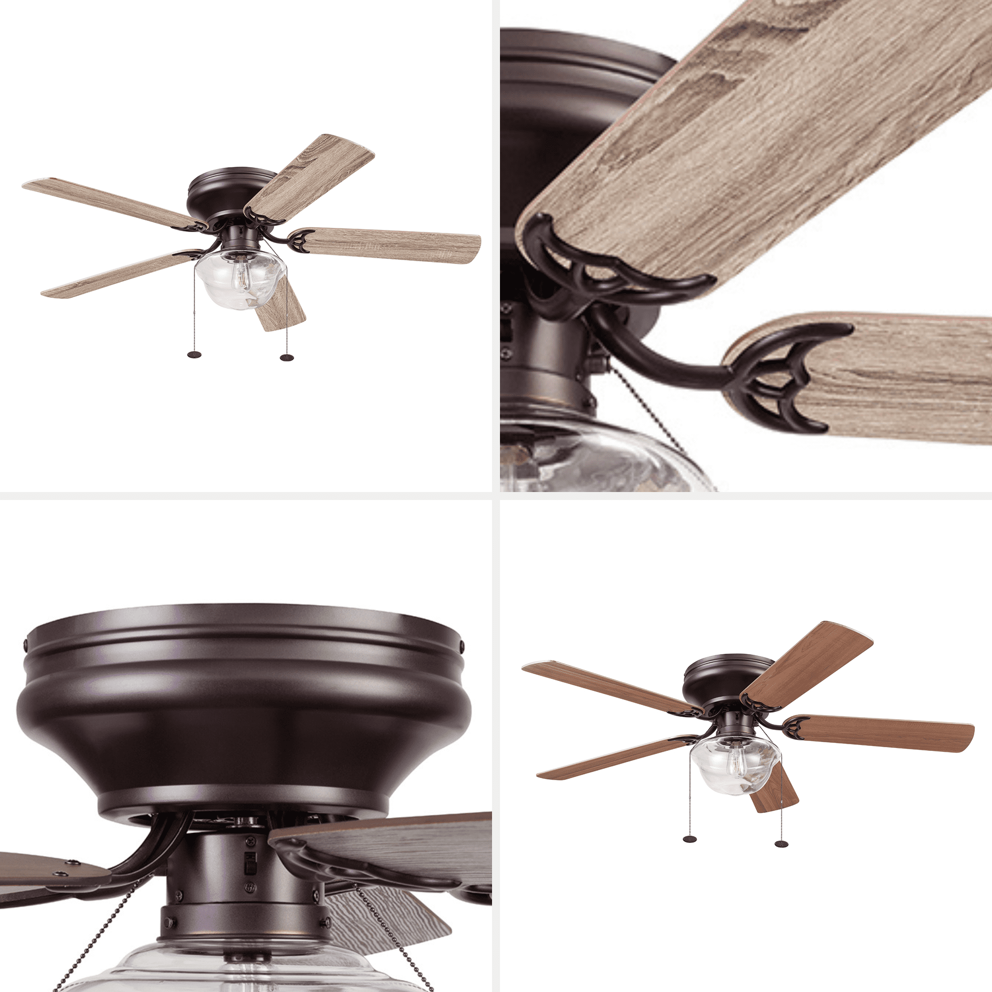 Better Homes & Gardens Wyndham 52'' Bronze Traditional LED Flush Mount Dining Room Ceiling Fan