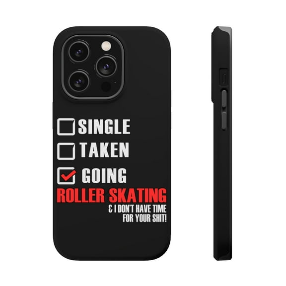 DistinctInk Tough Case for Apple iPhone 15 PRO (6.1" Screen), Compatible with MagSafe Charging - Single Taken Going Roller Skating
