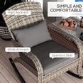 thumbnail image 5 of imerelez Outdoor Wicker Adirondack Rocking Chair, Patio Rattan Rocker Chair with High Back, Seat Cushion, and Pillow for Garden, Porch, Balcony, Gray, 5 of 9