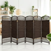 Red Lantern 4 ft. Short Fiber Weave Folding Screen - Dark Mocha - 6 Panels