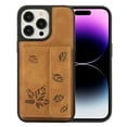 thumbnail image 5 of ELEHOLD for iPhone 15 Case PU Leather 2-in-1 Multi-Functional with Magnetic Detachable Card Holder Leaf Pattern Drop Protection Shockproof Wallet Case Compatible with Mag Safe,brown, 5 of 9