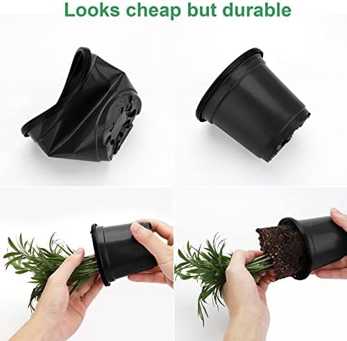 Plant Nursery Pots with Humidity Dome 4" Soft Transparent Plastic Gardening Pot Planting Containers Cups Planter Small Starter Seed Starting Trays for Seedling with 10pcs Plant Labels，30 Sets…
