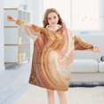 thumbnail image 5 of Wearable Blanket with Sleeves and Pocket Oversized Hooded Sweatshirt 3-14 YR Brown and Peach Swirling L, 5 of 7