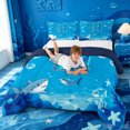 thumbnail image 3 of meiyoeat Water Themed Monogram Queen Comforter Set For Boys,Shark Ocean Initial Art Comforter Sets Queen,Navy Blue Reversible,3-Piece,1 Comforter And 2 Pillowcases, 3 of 7