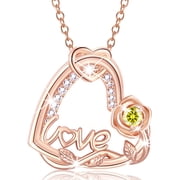 APSVO 18K Rose Gold Plated Love Heart Rose Necklaces for Women August Birthstone Necklace with Peridot Birthday Graduation Jewelry Gifts Teen Her Mom Female Lady Adult Age Ideas