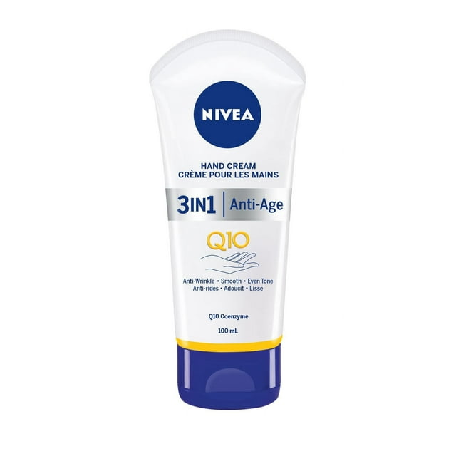 NIVEA 3-in-1 Q10 Anti-Age Hand Cream (100mL), Hand Cream for Normal to Dry Hands, Moisture Care Formula for Smooth Hands, For Use After Hand Sanitizer or Hand Soap