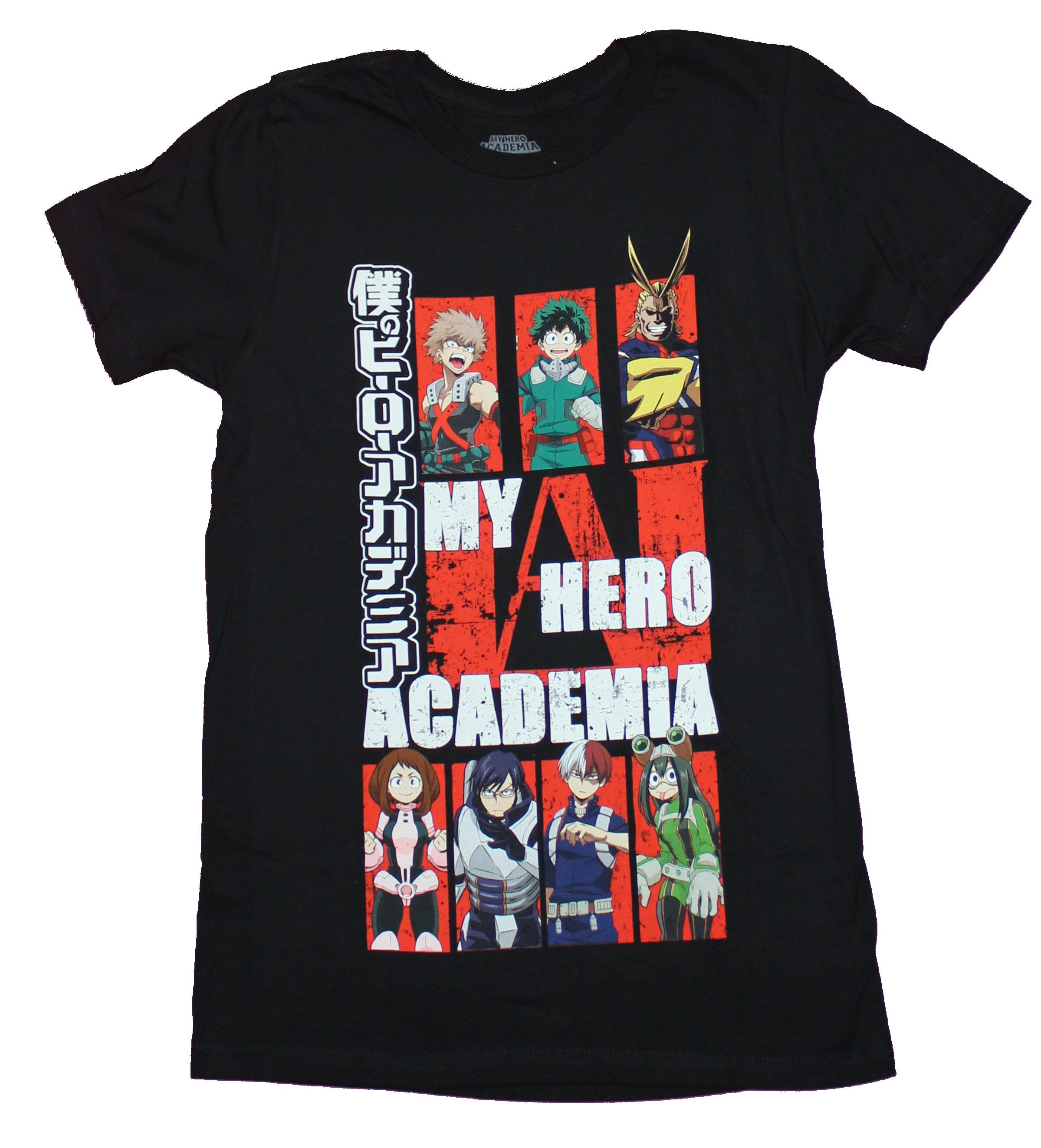 GE Animation - My Hero Academia Mens T-Shirt - Multi Characters Allover