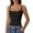 Black, variant on Women's Square Neck Spaghetti Strap Camisole Double Layer Lace Detail Tank