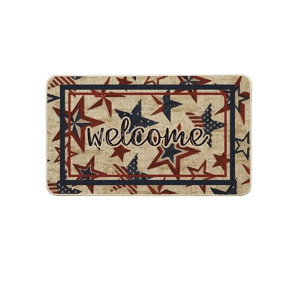 Independence Day Welcome Doormat, Red White Blue Star Pattern Rug, 3 Styles Washable Non-Slip Entryway Mat for Home, Holiday and Anniversary Decoration