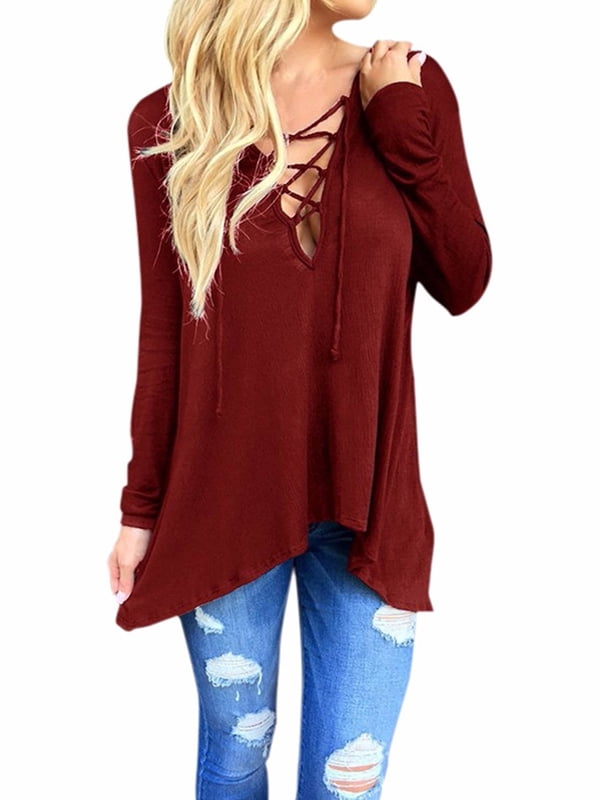 lace up long sleeve hoodie
