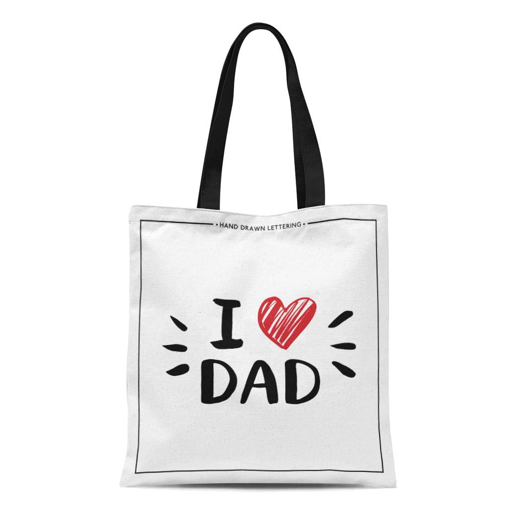LADDKE Canvas Tote Bag Happy Father Day Letter I Love Dad Lettering Red ...