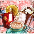 thumbnail image 2 of Metal Light Switch Wall Plate Outlet Cover (Coffee Beans Mocha Tea Marshmallow Treat Pink White Leaves - Double Toggle), 2 of 2