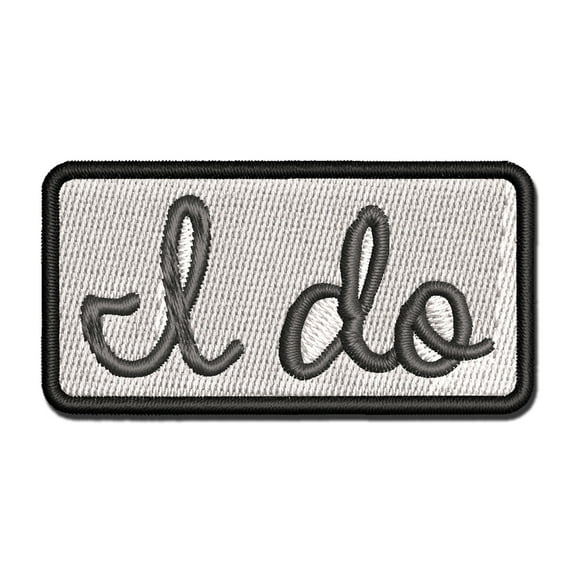 I Do Wedding Fun Text Applique Multi-Color Embroidered Iron-On Patch - 2.5 Inch Small