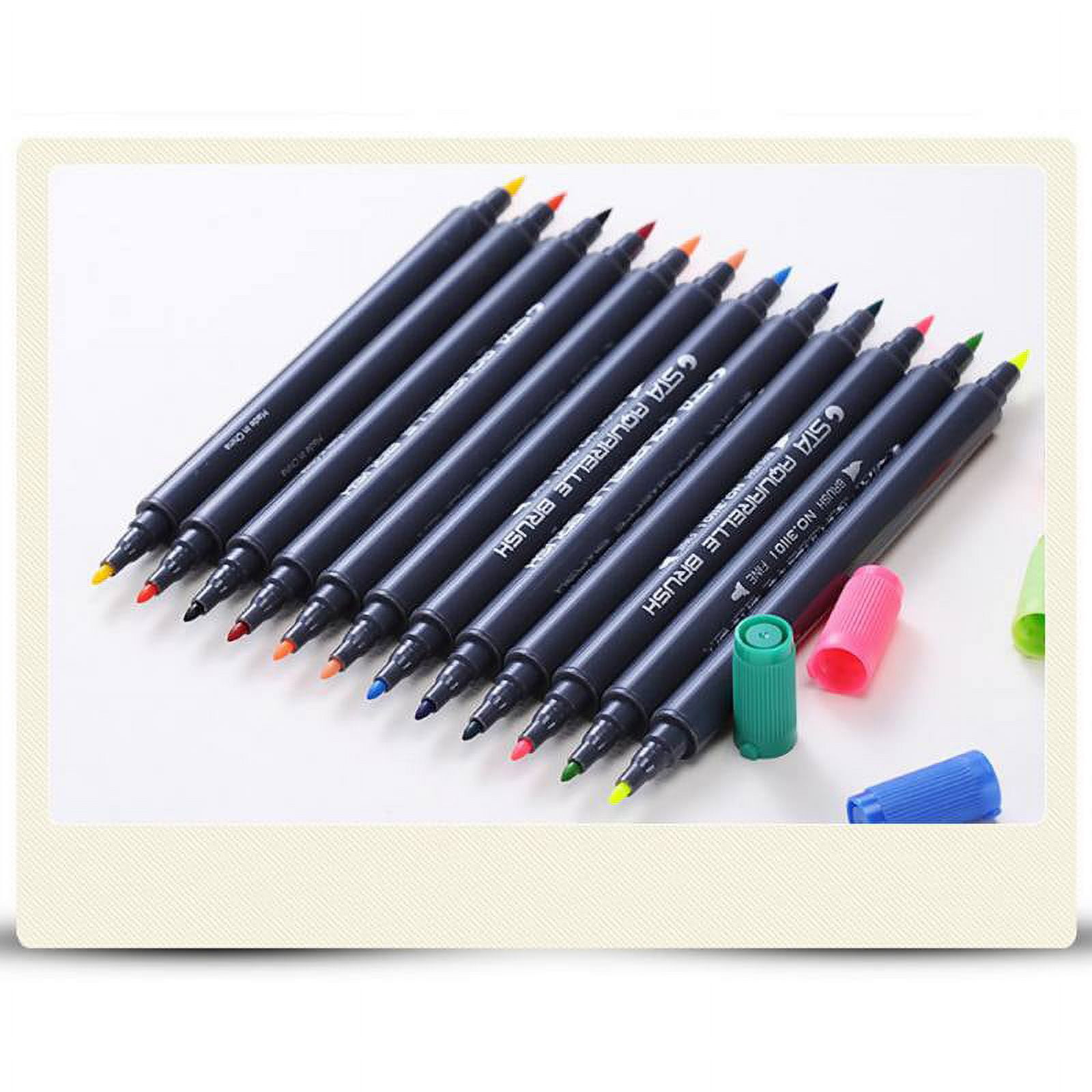 SANJOKI Watercolor Markers Dual Tips Brush Chisel 24 Washbale