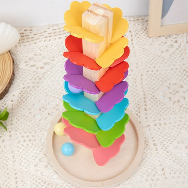 Kyusrd Arbre Musical Multifonction pour Enfants Jouet Balle en Bois Jouet à Lancer Arbre Musical Coloré Montessori Jouet Éducatif pour Garderie Garçons Filles Blocs de Construction le