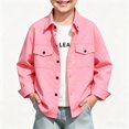 thumbnail image 2 of LTTVQM Girls Boys Button Down Shirt Casual Long Sleeve Collared Comfortable School Uniform Shirts with 2 Pockets Fashion Basic Classic Relaxed Fit Blouse Pink 10-11 Year, 2 of 6