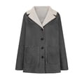 thumbnail image 2 of Sherpa Fleece Long Trench Coat for Women Winter Warm Notch Lapel Collar Double Breasted Overcoat Jacket Mid-length (XX-Large, Dark Gray), 2 of 6