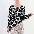 thumbnail image 3 of SWSMCLT Women's Cotton Pajama Tops Cute Lounging Ruffle Sleepwear Pajamas Soft Long Sleeve Comfy Spandex Sleeping Black White XX-Large, 3 of 5