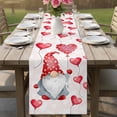 thumbnail image 4 of Valentine's Day Table Runner - 70 Inch Long Red Gnomes Love Heart Ballons Romantic Pink Cotton and Linen Blended Dress Scarves Farmhouse Table Runner for Kitchen Dining, Coffee Table, 13" x 70", 4 of 8