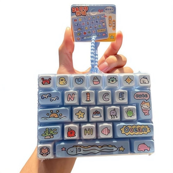 26-Key Keyboard Fidget Toy, Keyboard Fidget Keychain, Portable Stress Relief for Office & Study