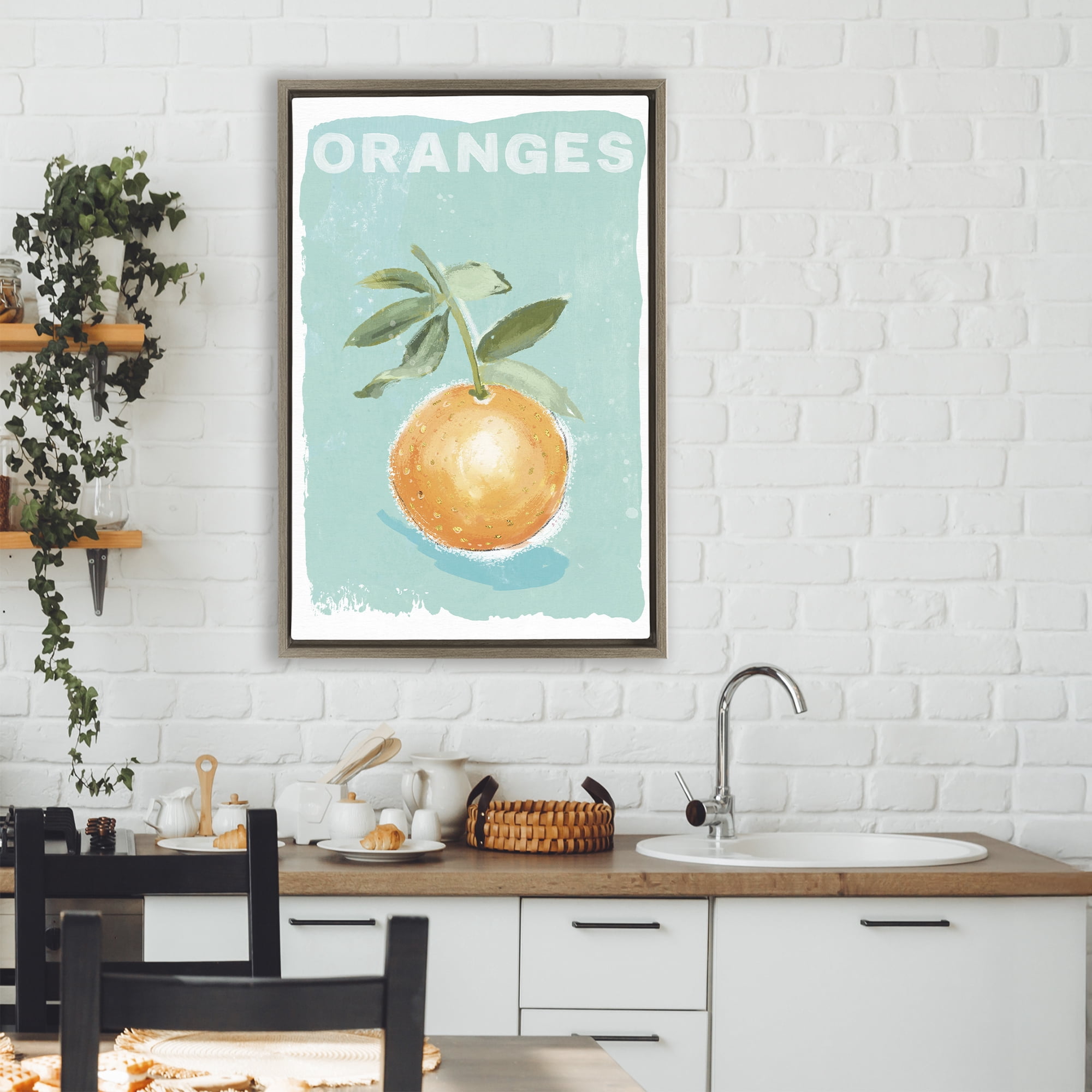 Stupell Industries Orange Twist Motif Brown Framed Floater Canvas Wall Art, design by Chad Barrett