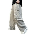 thumbnail image 2 of Boy's Pants Cargo Drawstring Loose Fit Pockets Cargo Sweatpants Streetwear Trousers, 2 of 8