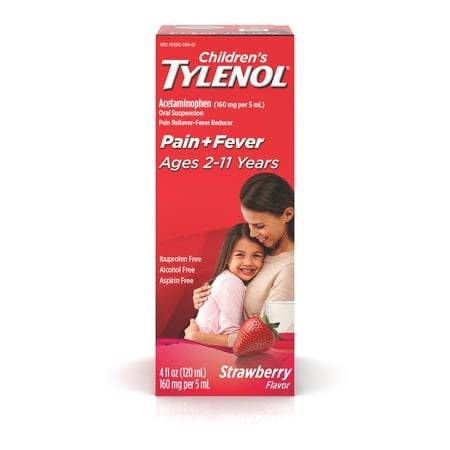 Children's Tylenol Pain + Fever Relief Medicine, Strawberry, 4 fl. (Best Fever Medicine For Adults In India)