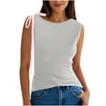 thumbnail image 2 of Egmy1 Womens Tank Tops Women's New Solid Color Bow Crossshoulder Casual T-shirt, 2 of 7