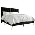thumbnail image 2 of Castle Place Glamour Luxe Velvet Upholstered Twin Platform Bed, Black, 2 of 8