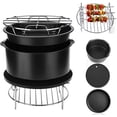 thumbnail image 5 of Air Fryer Accessories 5 PCS Set Kitchen Utensil Including Cake Pan/Pizza Pan/Metal Holder/Rack with Skewers/Silicone Mat for Ninja Air Fryer Oven（6in）, 5 of 5