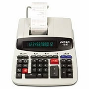 Angle View: 1PK-Victor 1297 Two-Color Printing Calculator, 12-Digit LCD, Black/Red