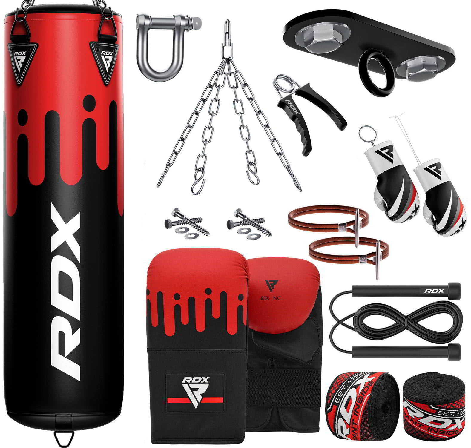 Chains Bracket Gloves MADX 4ft or 5ft Filled Heavy Boxing Punch Bag Set 