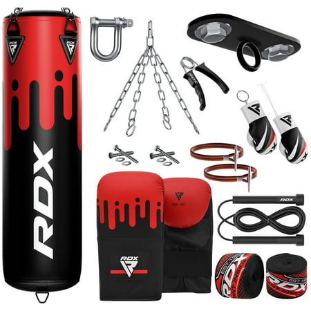 RDX Punching Bag Anti Swing for Boxing Training, Filled Heavy Bag Set with Punching Gloves, Chain, Ceiling Hook, 13pc for Grappling, MMA, Kickboxing, Muay Thai, Karate, 60 lb, 80 lb